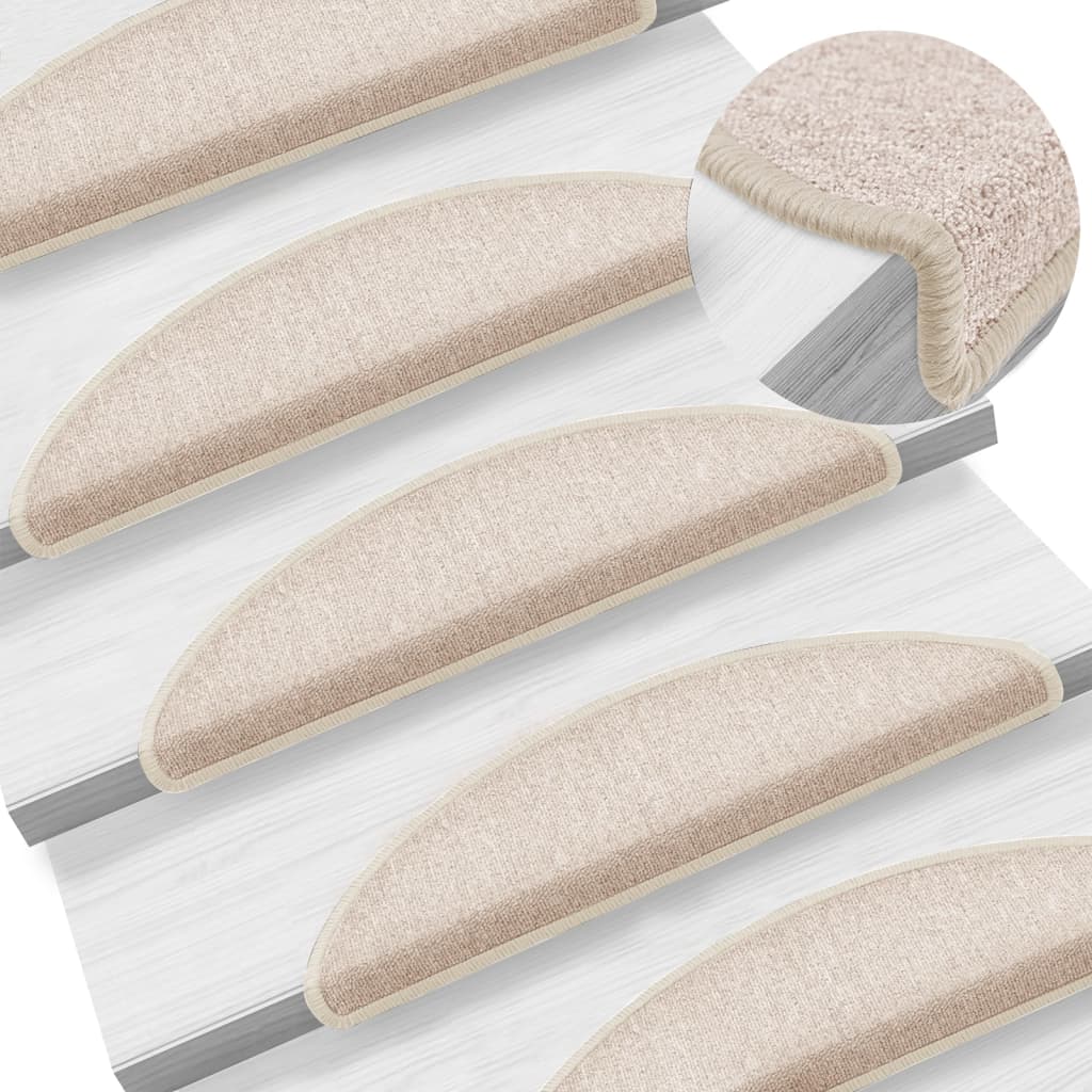 Tapis de marches d'escalier 10 p. 56x17x3 cm Taupe Semi-circulaire