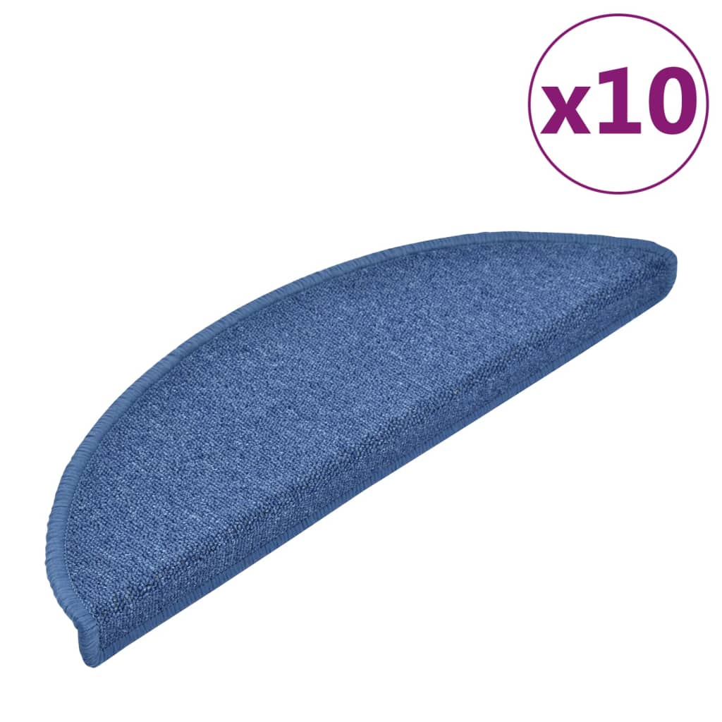 Stair Mats 10 pcs. 56x17x3 cm Blue Semi-Circular