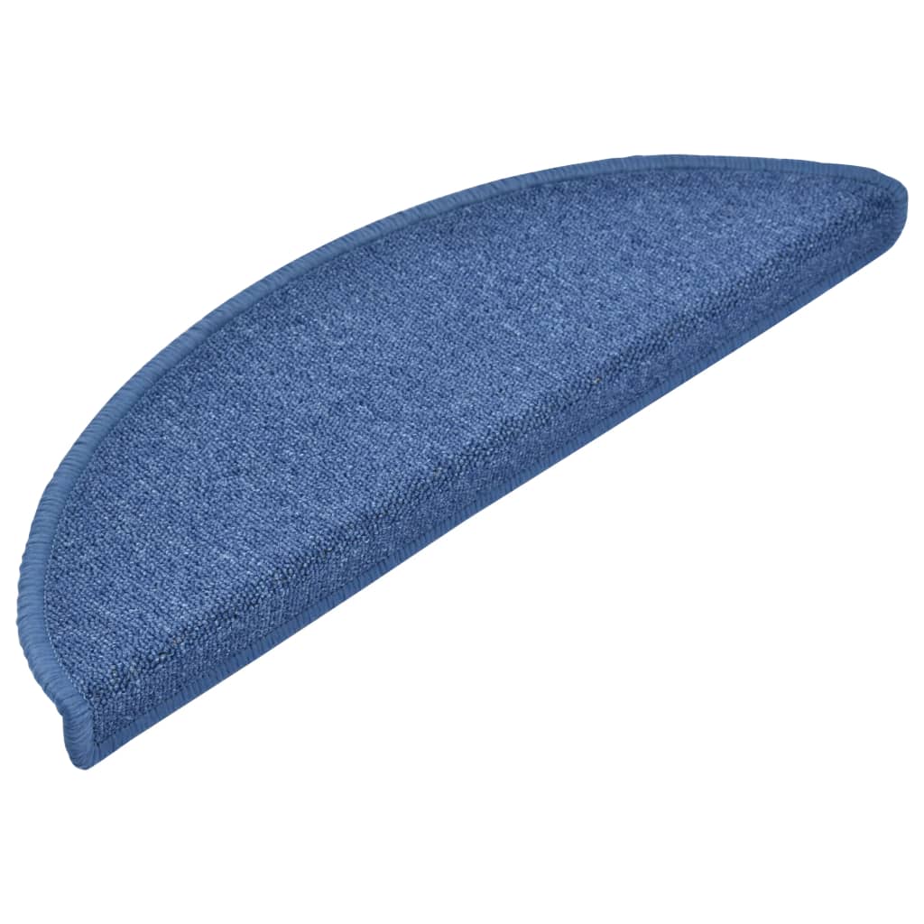 Stair Mats 10 pcs. 56x17x3 cm Blue Semi-Circular