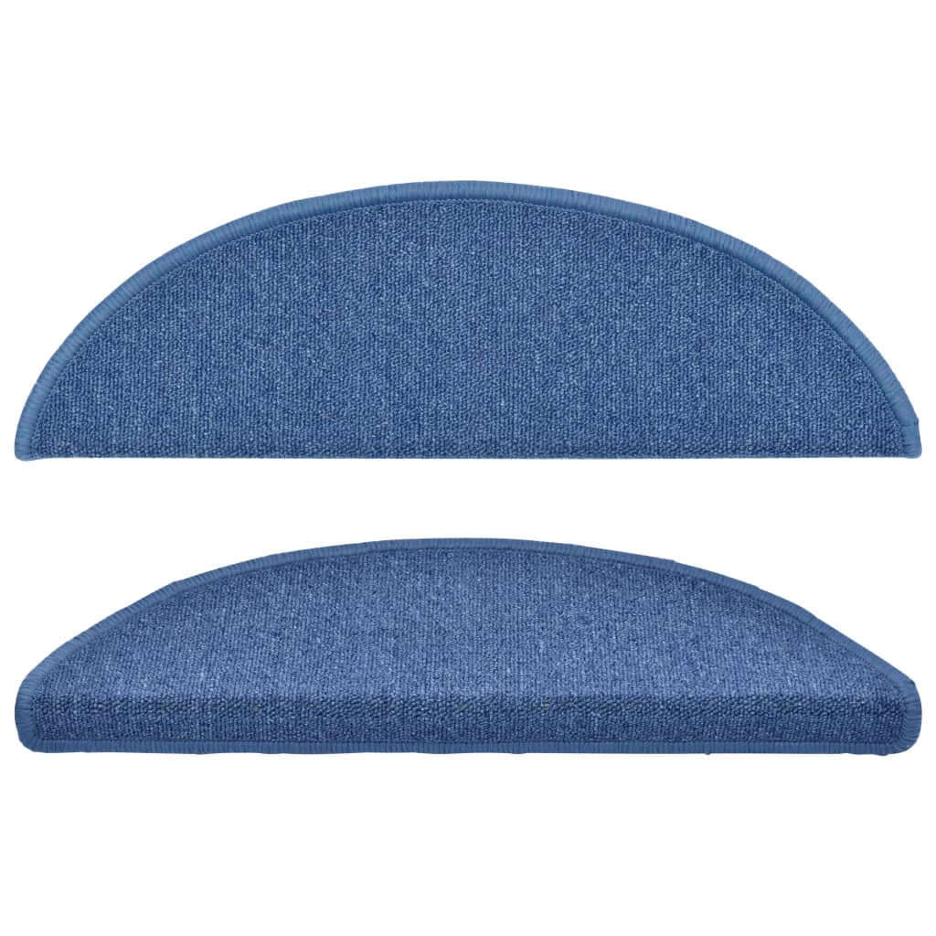 Stair Mats 10 pcs. 56x17x3 cm Blue Semi-Circular