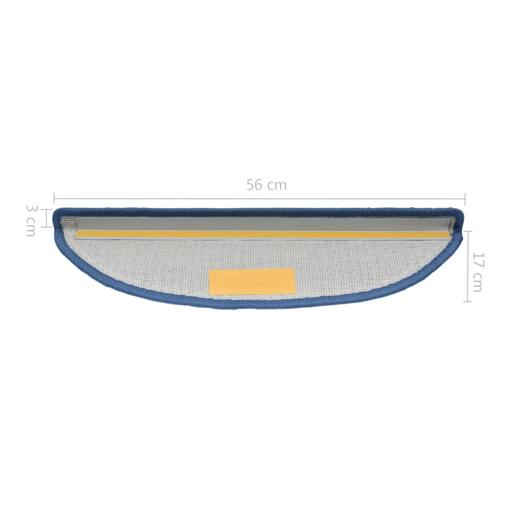 Stair Mats 10 pcs. 56x17x3 cm Blue Semi-Circular