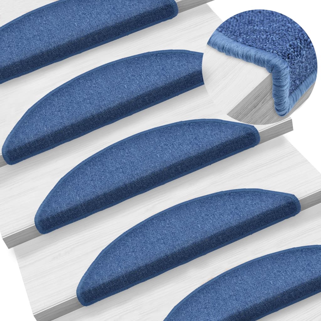 Stair Mats 10 pcs. 56x17x3 cm Blue Semi-Circular