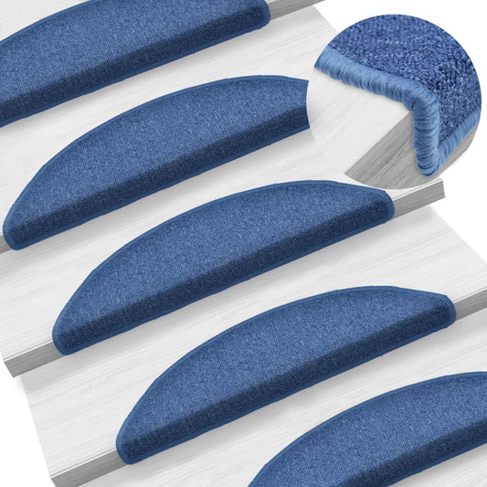 Stair Mats 10 pcs. 56x17x3 cm Blue Semi-Circular