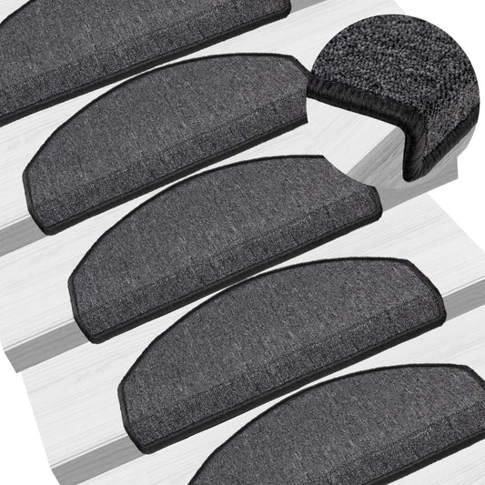 Stair Mats 10 pcs. 65x24x4 cm Anthracite Semicircular Large