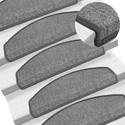 Stair Mats 10 pcs. 65x24x4 cm Dark Grey Half Round Large