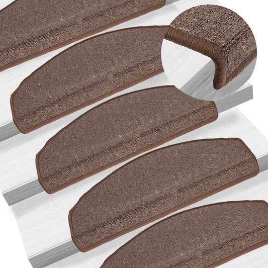 Stair Mats 10 pcs. 65x24x4 cm Coffee Brown Half Round Large