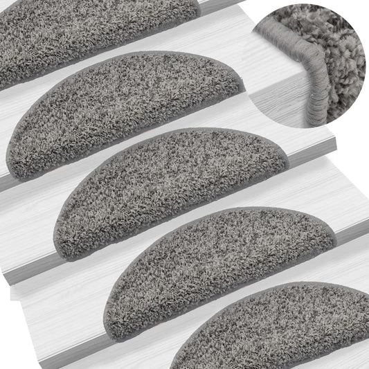 Stair Mats 10 pcs. 56x17x3 cm Grey Semi-Circular