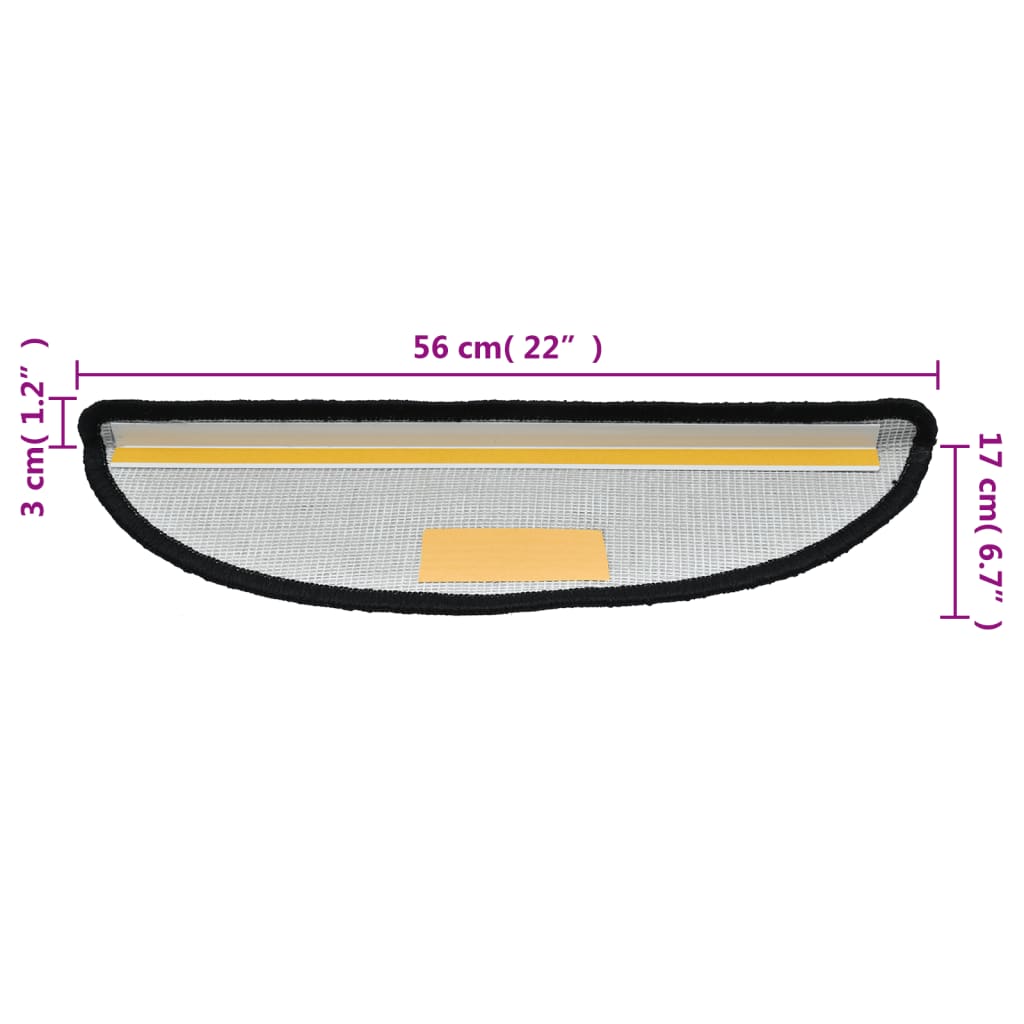 Stufenmatten 10 Stk. 56x17x3 cm Schwarz Halbrund