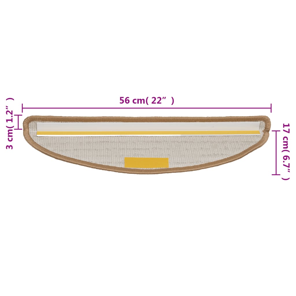 Tapis de marchettes 10 pcs 56x17x3 cm Beige Semi-circulaire