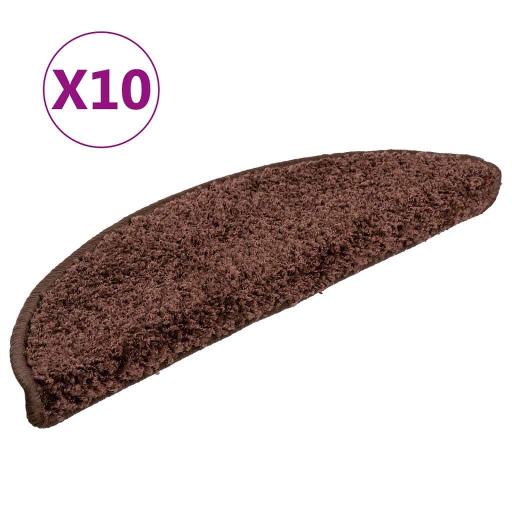 Stair Mats 10 pcs. 56x17x3 cm Brown Semi-circular