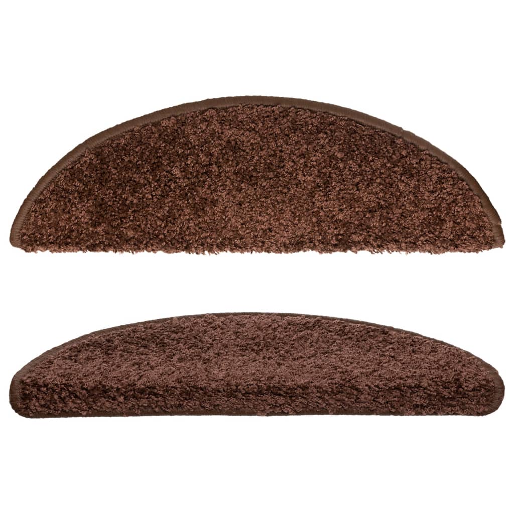 Stair Mats 10 pcs. 56x17x3 cm Brown Semi-circular