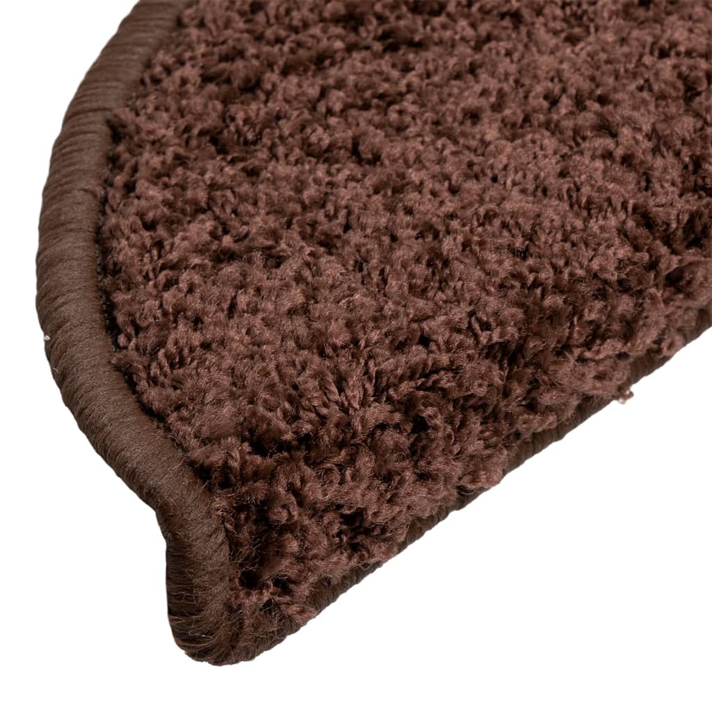 Stair Mats 10 pcs. 56x17x3 cm Brown Semi-circular