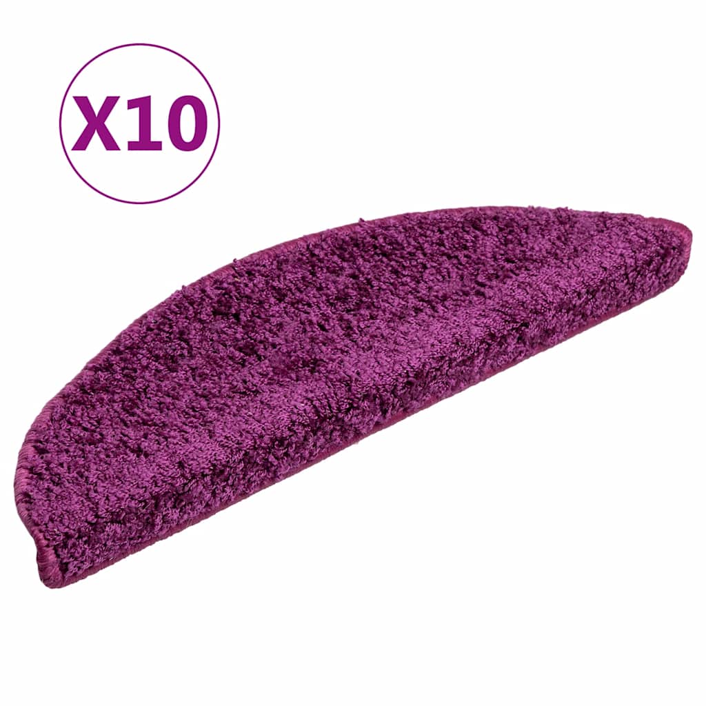 Stair Mats 10 pcs. 56x17x3 cm Violet Half Round