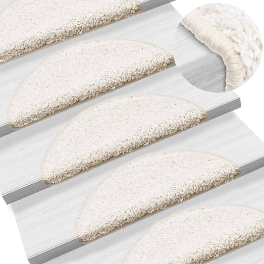 Stair Mats 10 pcs. 56x17x3 cm White Half-Round