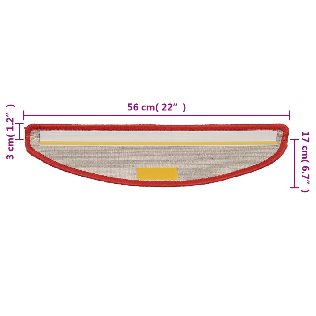 Tapis de marchettes 10 pcs. 56x17x3 cm Rouge Semi-circulaire