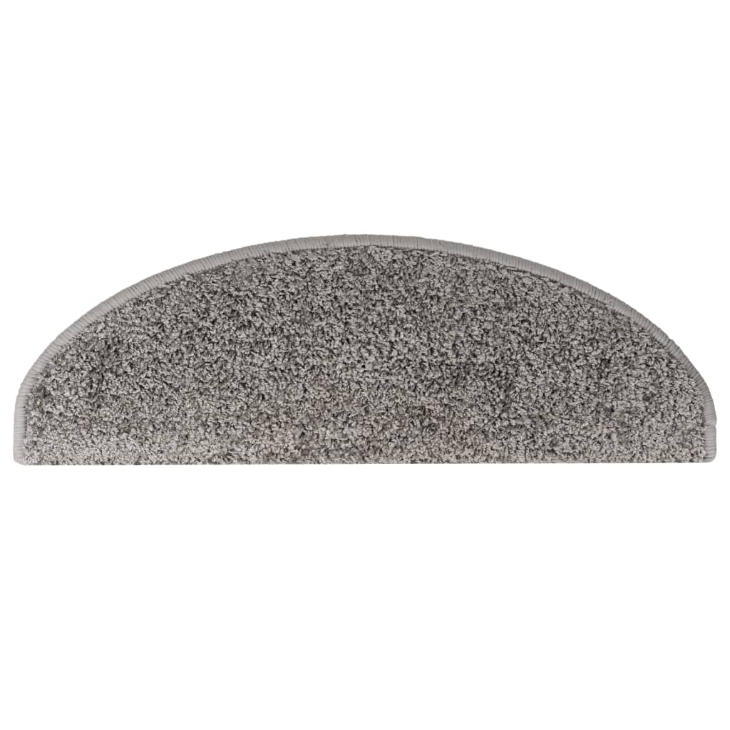 Tapis de marche d'escalier 10 pièces 65x21x4 cm Gris Demi-rond Grand