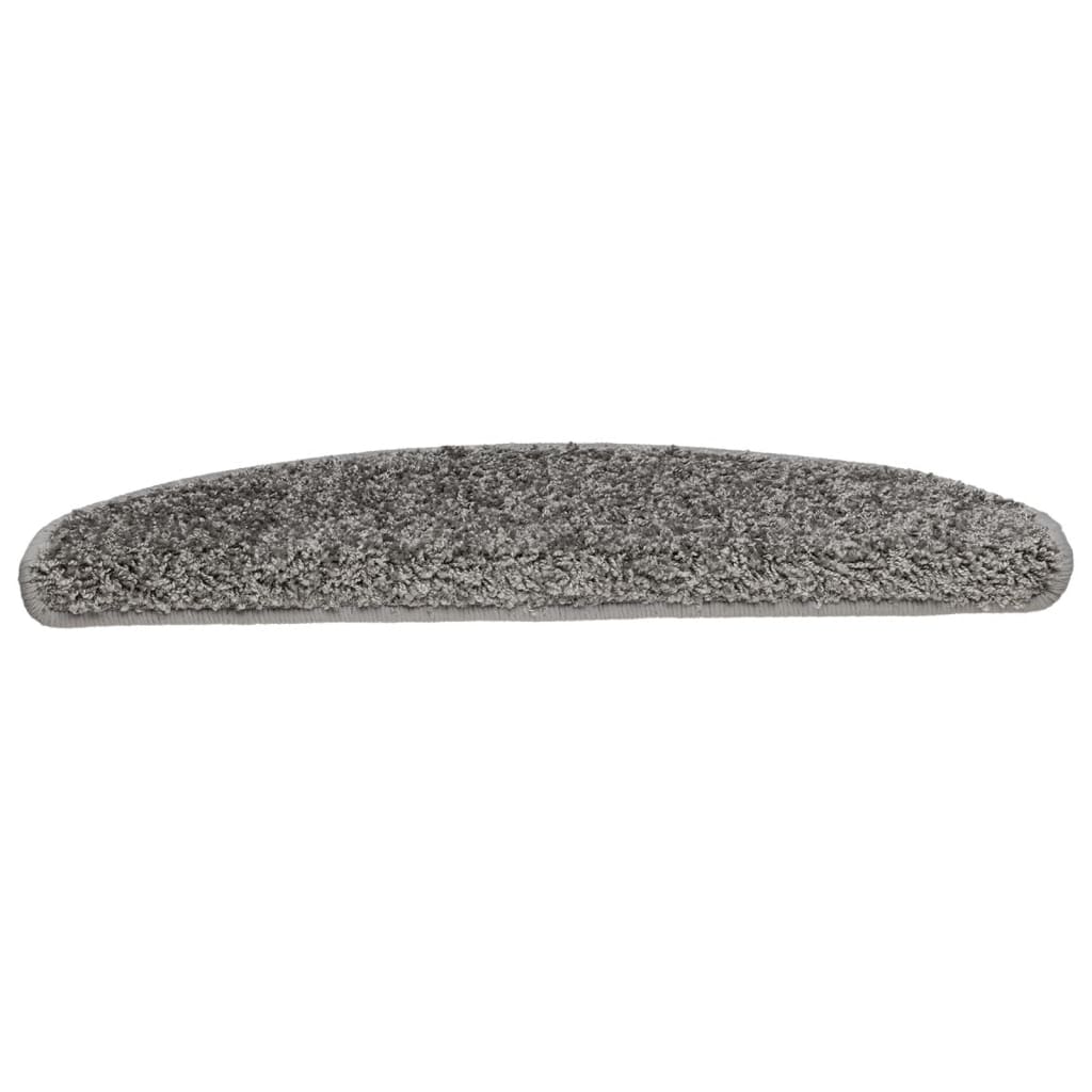 Tapis de marche d'escalier 10 pièces 65x21x4 cm Gris Demi-rond Grand
