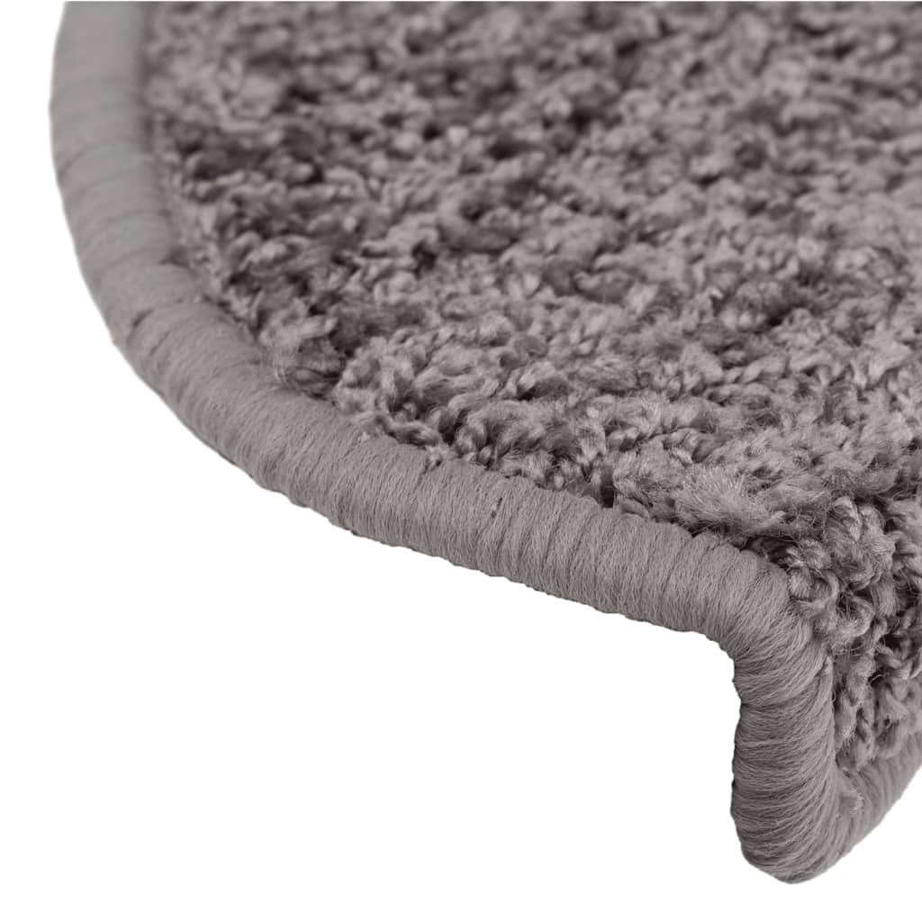 Tapis de marche d'escalier 10 pièces 65x21x4 cm Gris Demi-rond Grand