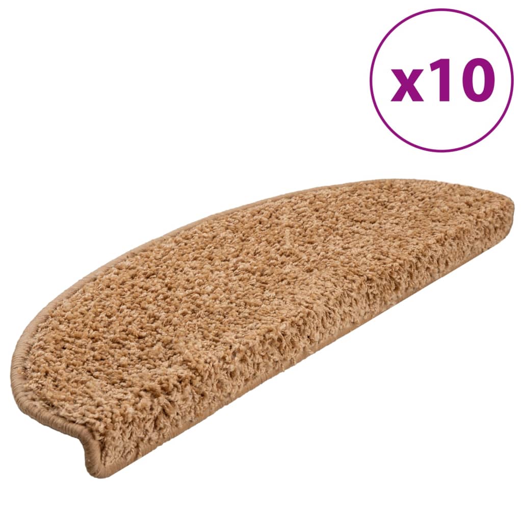 Marches d'escalier 10 pcs 65x21x4 cm Beige Demi-rond Grand