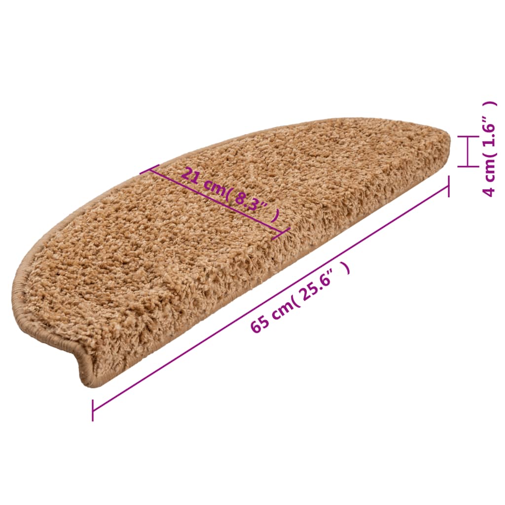 Marches d'escalier 10 pcs 65x21x4 cm Beige Demi-rond Grand