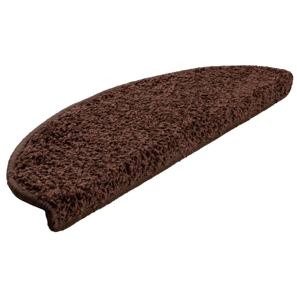 Tapis de marche d'escalier 10 p. 65x21x4 cm Brun Demi-rond Grand