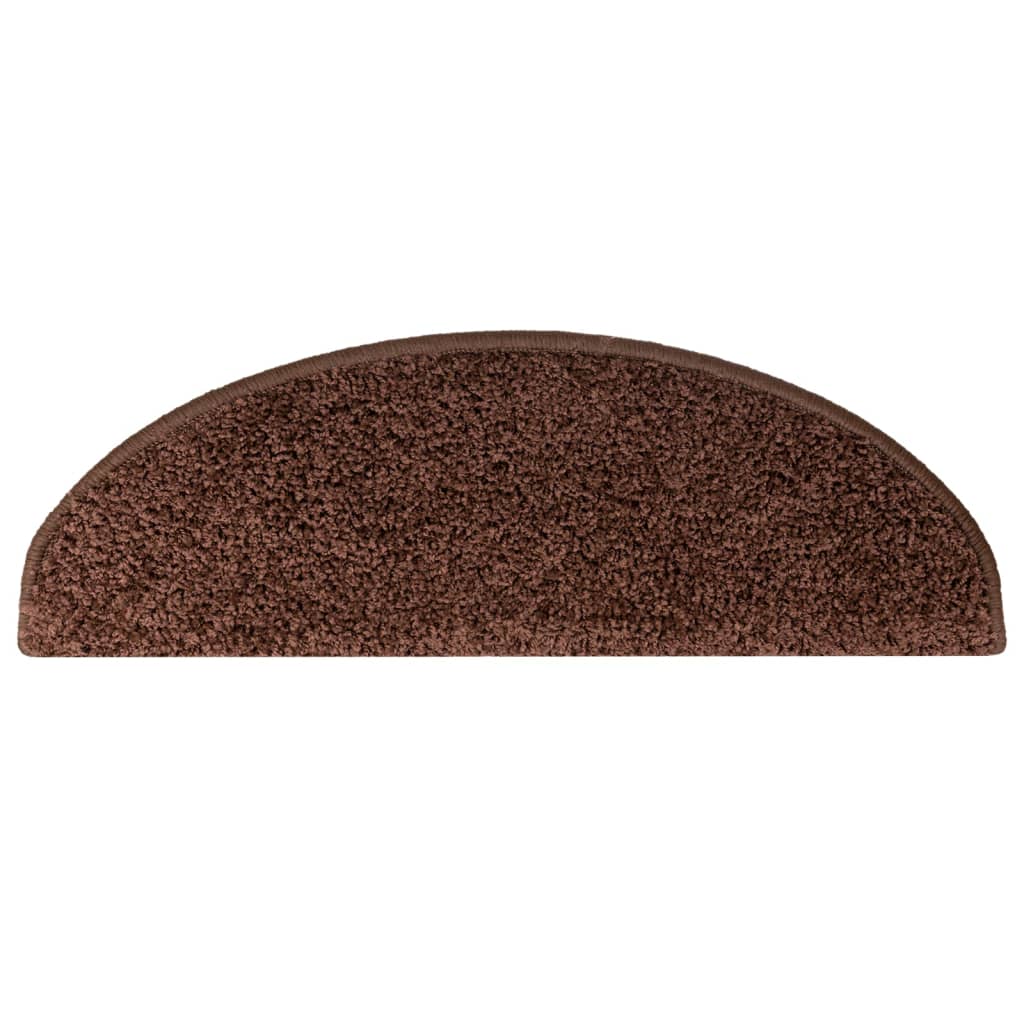 Tapis de marche d'escalier 10 p. 65x21x4 cm Brun Demi-rond Grand