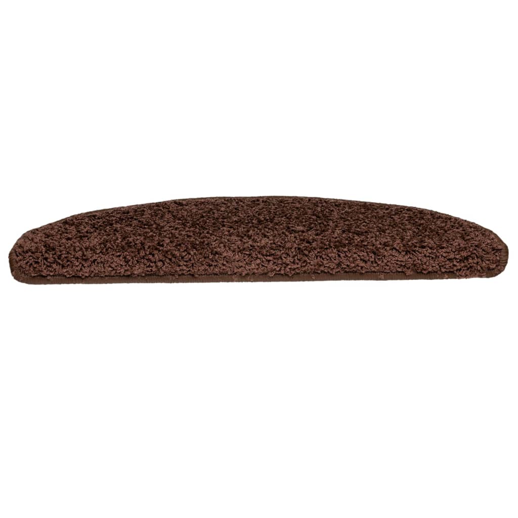 Tapis de marche d'escalier 10 p. 65x21x4 cm Brun Demi-rond Grand