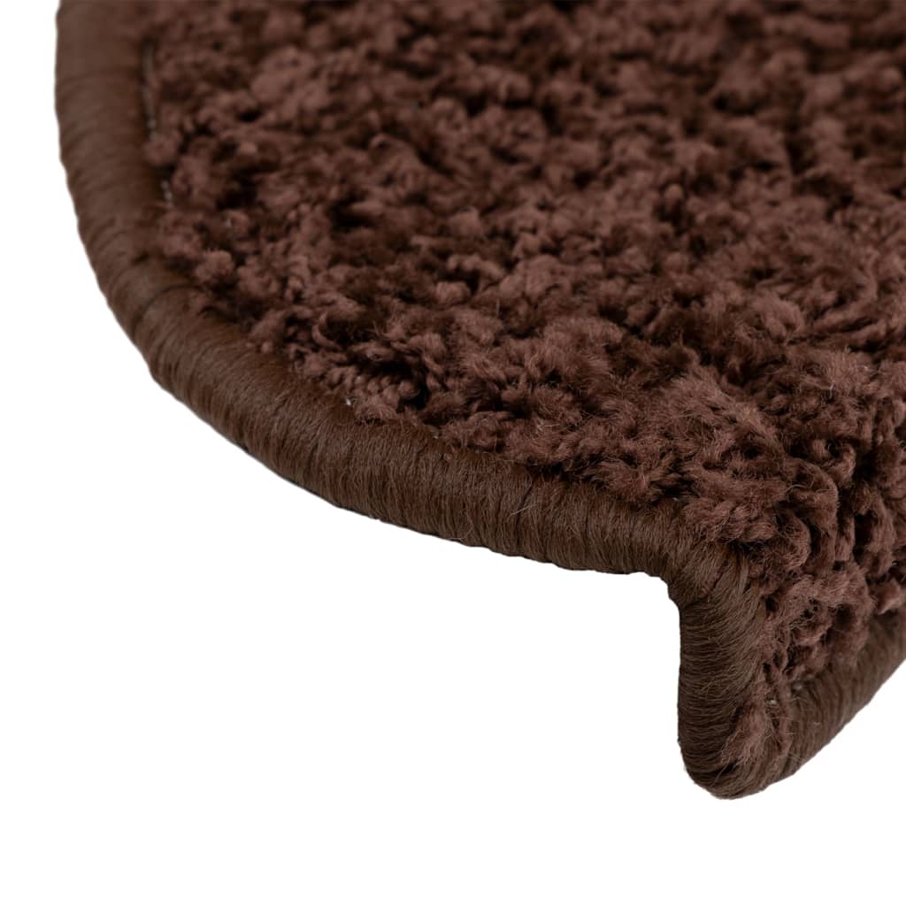 Tapis de marche d'escalier 10 p. 65x21x4 cm Brun Demi-rond Grand