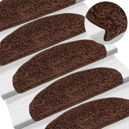 Stair Mats 10 pcs. 65x21x4 cm Brown Half Round Large