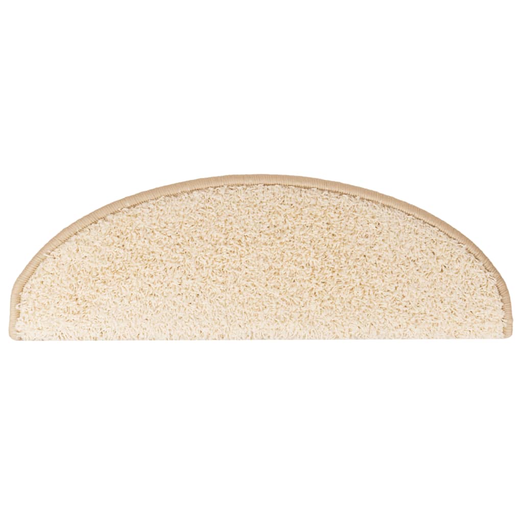 Stair Mats 10 pcs. 65x21x4 cm Cream Semi-Circular Large