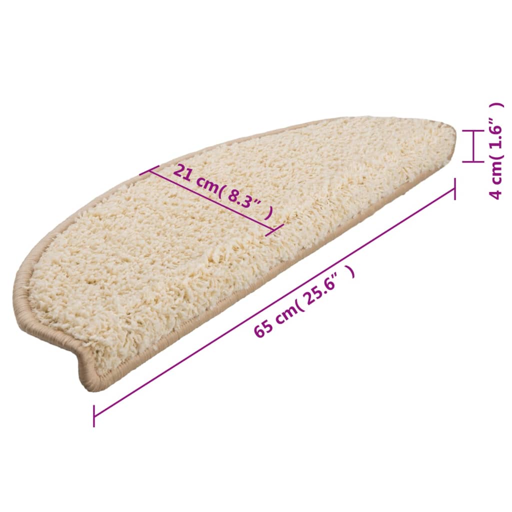Stair Mats 10 pcs. 65x21x4 cm Cream Semi-Circular Large