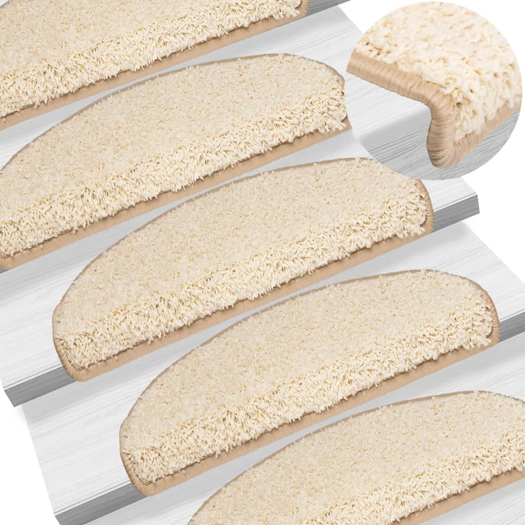 Stair Mats 10 pcs. 65x21x4 cm Cream Semi-Circular Large