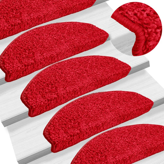 Stair Mats 10 pcs. 65x21x4 cm Red Semi-Circular Large