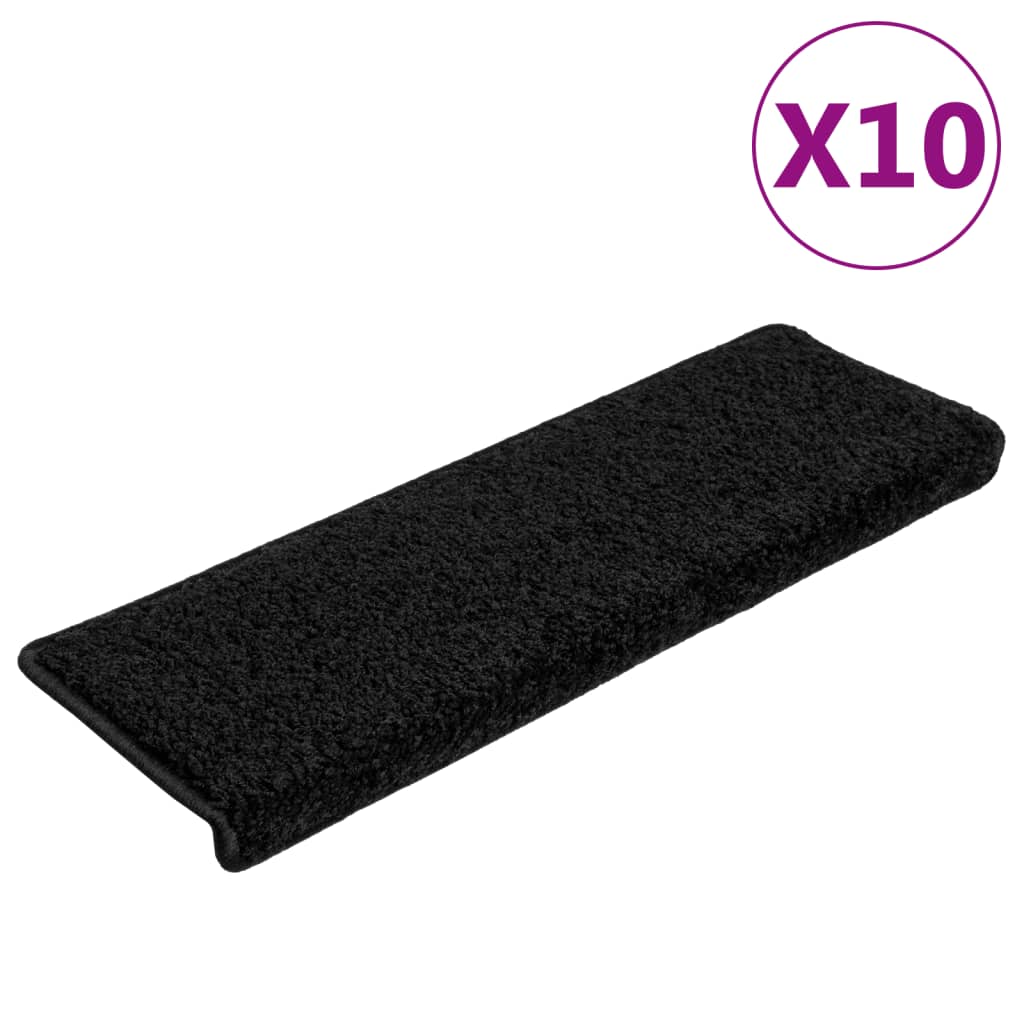 Stair Mats 10 pcs. 65x21x4 cm Black Rectangular Edge