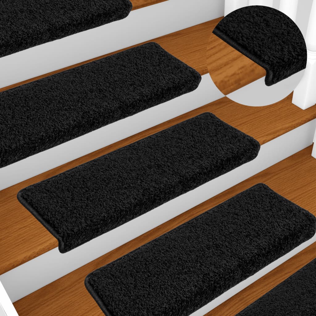 Stair Mats 10 pcs. 65x21x4 cm Black Rectangular Edge