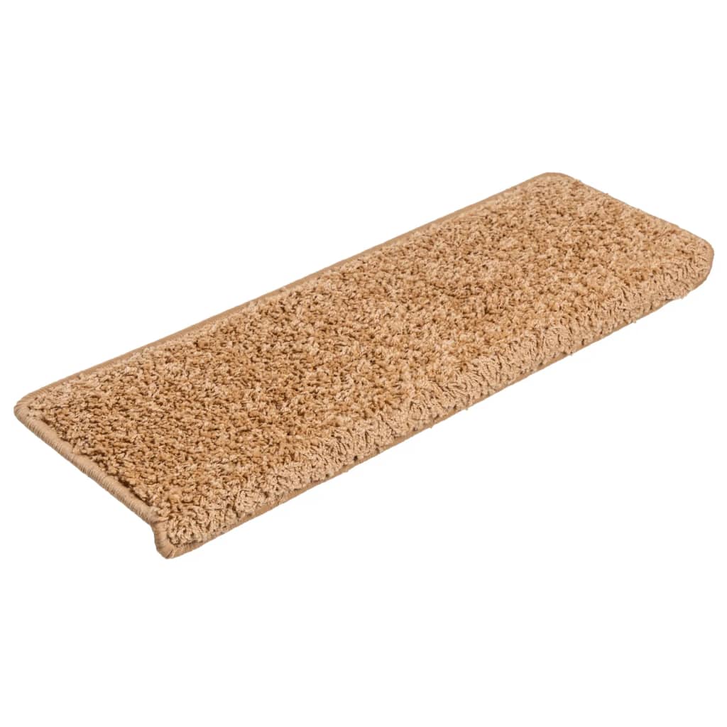 Tapis de marche d'escalier 10 p. 65x21x4 cm Beige Bord rectangulaire