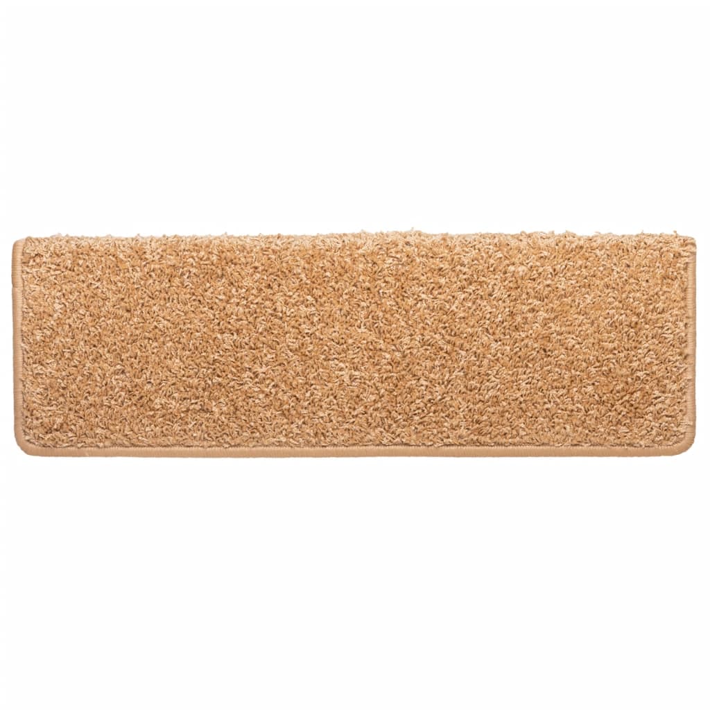 Tapis de marche d'escalier 10 p. 65x21x4 cm Beige Bord rectangulaire