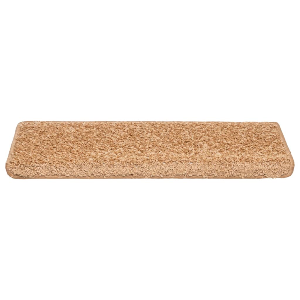 Tapis de marche d'escalier 10 p. 65x21x4 cm Beige Bord rectangulaire