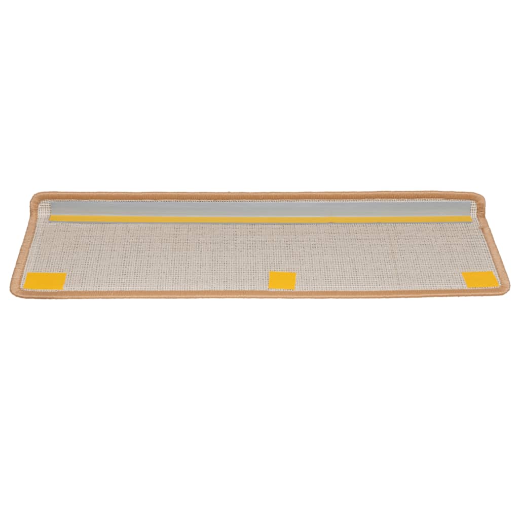 Tapis de marche d'escalier 10 p. 65x21x4 cm Beige Bord rectangulaire