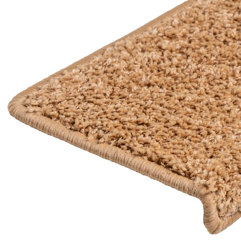 Tapis de marche d'escalier 10 p. 65x21x4 cm Beige Bord rectangulaire