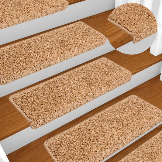 Stair Mats 10 pcs. 65x21x4 cm Beige Rectangular Edge