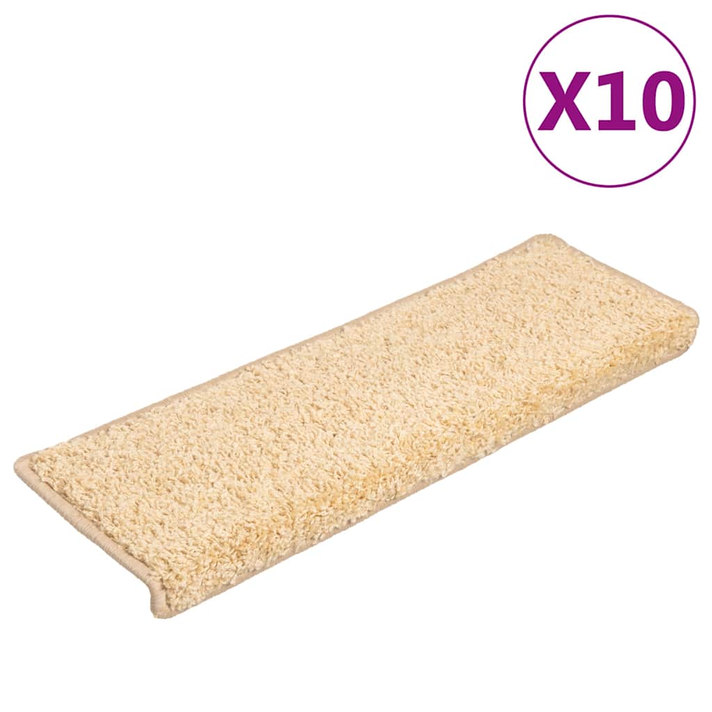 Marches d'escalier 10 pcs. 65x21x4 cm Crème Bord Rectangulaire