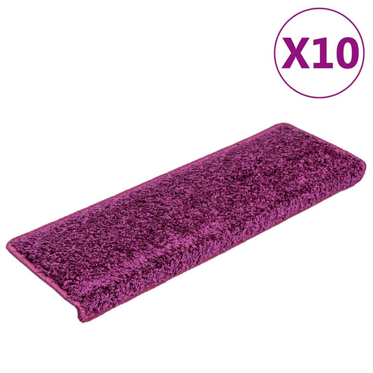 Stair Mats 10 pcs. 65x21x4 cm Violet Rectangular Edge