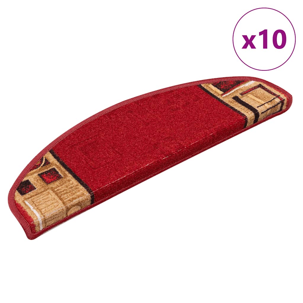 Marches auto-adhésives 10 pces 65x21x4 cm Rouge