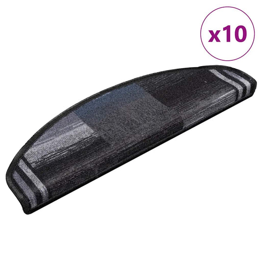 Stair Treads Self-Adhesive 10 Pcs 65x21x4 cm Black Grey