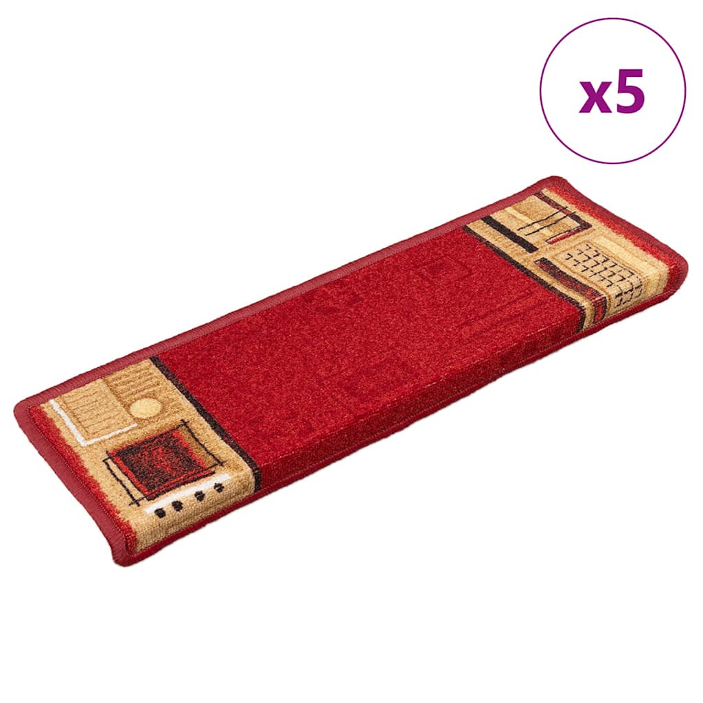 Tapis de marche auto-adhésifs 5 pcs 65x21x4 cm Rouge