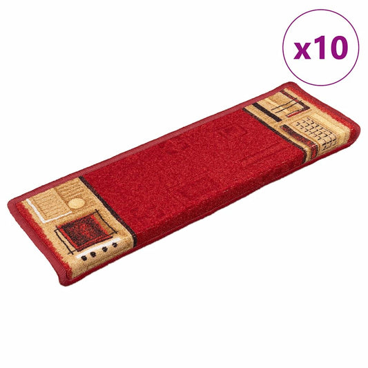 Stair Mats Self-Adhesive 10 pcs. 65x21x4 cm Red