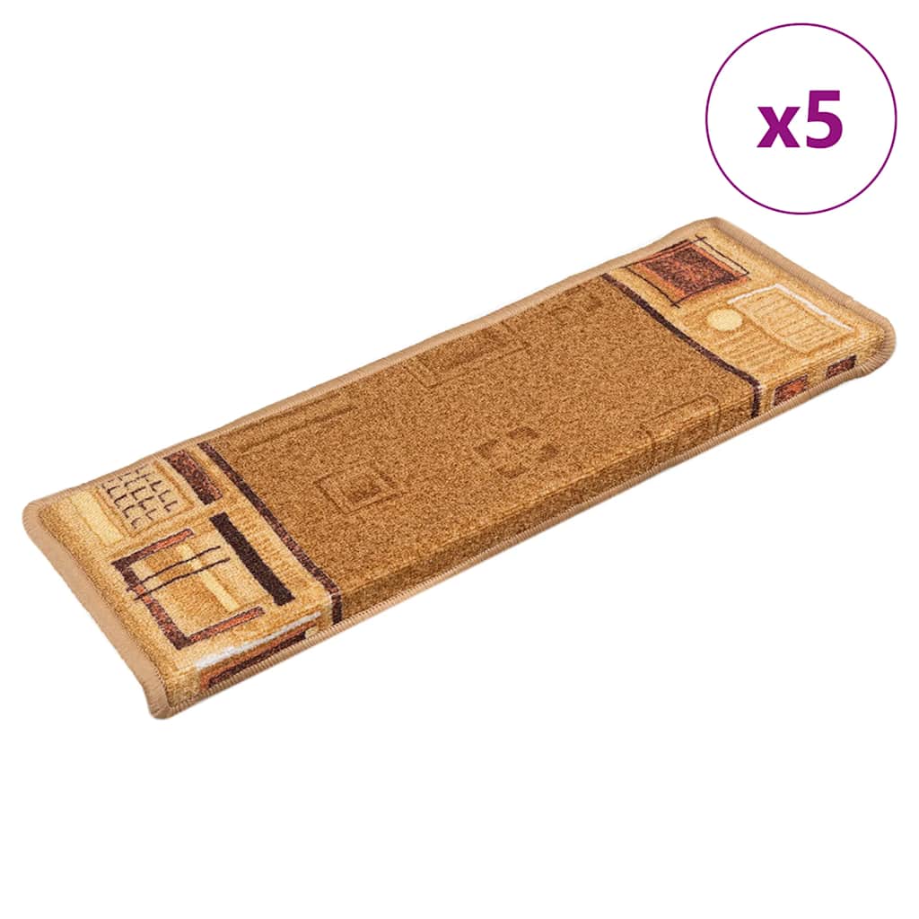 Stair Mats Self-Adhesive 5 pcs. 65x21x4 cm Beige