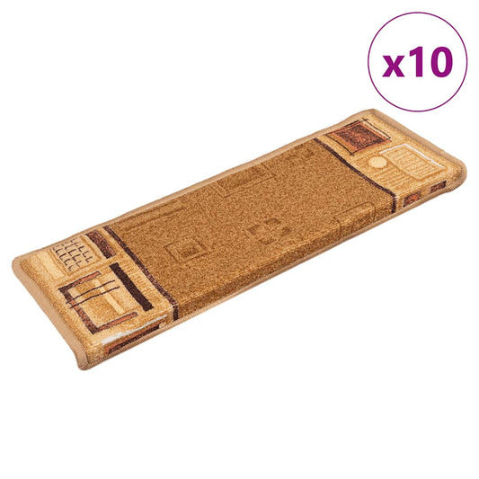 Stair Mats Self-Adhesive 10 pcs. 65x21x4 cm Beige