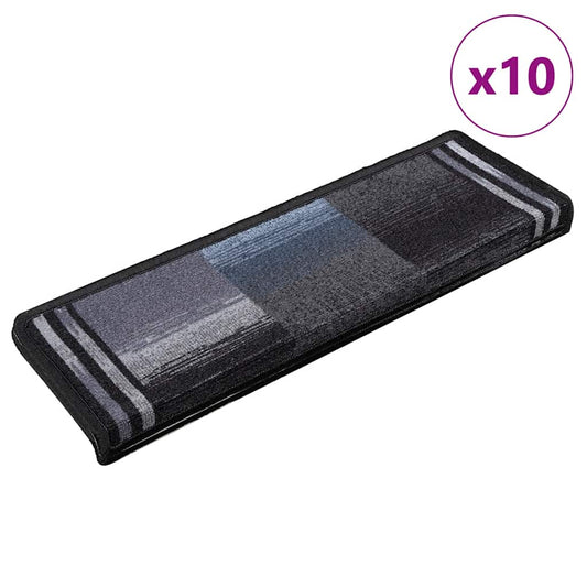 Stair Treads Self-Adhesive 10 Pcs 65x21x4 cm Black Grey